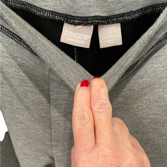 Chico’s Zenergy Gray Ankle Pants Sz 0 (US 6) Supersoft Contrast Stitch EUC - Picture 4 of 6